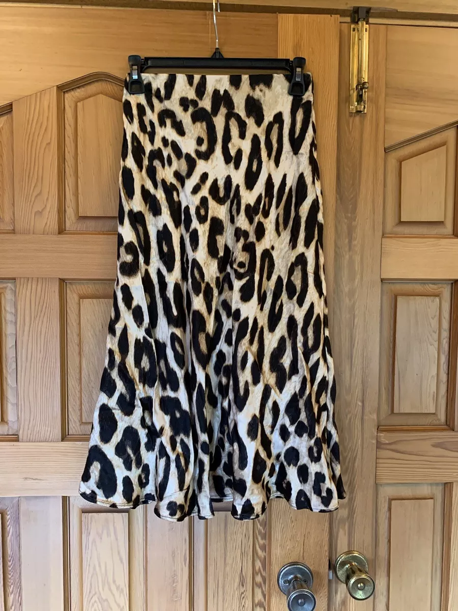 H&m leopard print 2025 midi skirt