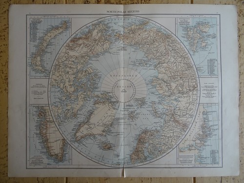 Victorian Map 1896 of THE NORTH POLAR REGIONS The Time Atlas 1st Gen - Picture 2 of 2