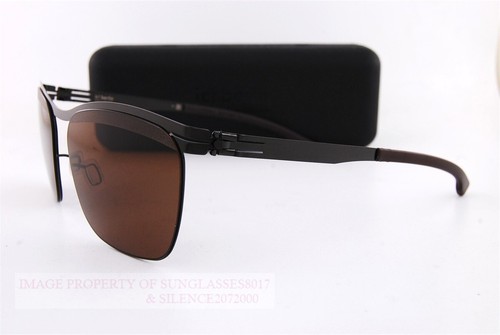 Brand New Ic! Berlin Sunglasses Tegeler See Gunmetal/Dark Brown Made in Germany - Picture 4 of 7