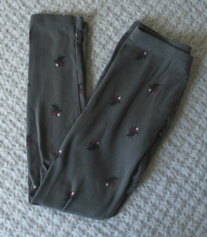 Gymboree 10 Girls Leggings Penguin Chalet GUC gray pants
