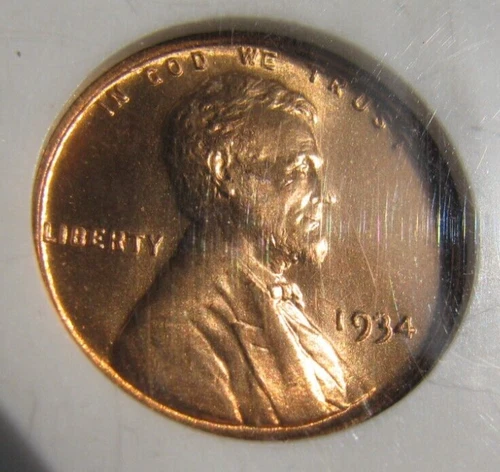 1934 Lincoln wheat cent NGC MS66RD in old holder