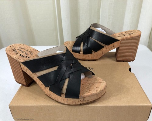 NIB Kork-Ease Women Charis Leather Slide Platform Heel Sandal US 10/EUR 42 Black - Picture 8 of 18