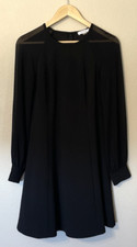 Calvin Klein Women Long Sleeve Dress Size 6 Black Sheer Cuffed Sleeves