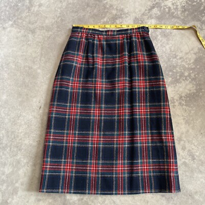 Pendelton Tartan Skirt Womens Authentic Black Stewart Plaid Midi Wool Multicolor