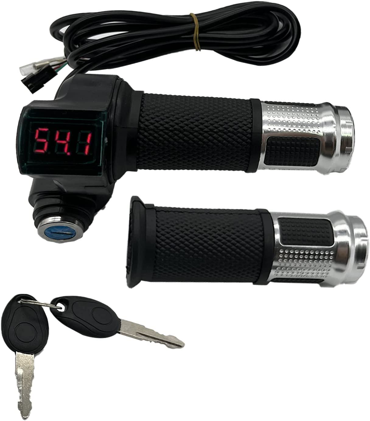 1Pair EBike Throttle Grip, Electric Bicycle Throttle Grip with LCD