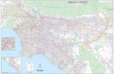 Greater Los Angeles Detailed Region Wall Map (44"x67") w/Zip Codes