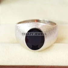 Black Onyx Oval Cut Gemstone With 925 Sterling Silver Ring For Men's #A810