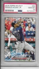 2018 Topps Holiday Snow Flake Ronald Acuna Jr Rookie Card RC #HMW50 PSA 10. rookie card picture