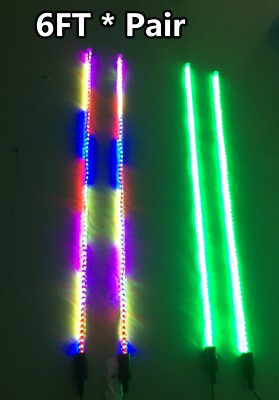 Pair 6FT Chasing LED Spiral-looking Tubes Whips Lights with Quick Connect Mounts