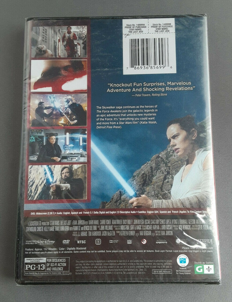 Star Wars: The Last Jedi DVD Brand New!