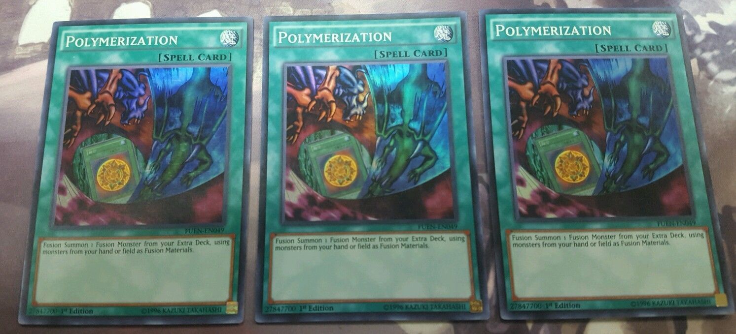 Yu-gi-oh Trading Card Game Staple Super Polymerization Dude 3x Polymerization Cards - SUPER RARE Playset (FUEN -EN049 Alternate Art) Yu-Gi-Oh! TCG Magicalized Fusion Yugioh Spell Card Yu-gi-oh Trading Card Game Staple Super Polymerization Dude 3x Polymerization Cards - SUPER RARE Playset (FUEN -EN049 Alternate Art) Yu-Gi-Oh! TCG Magicalized Fusion Yugioh Spell Card