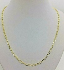 Paper Clip Solid 14K Gold Chain Necklace MensWomen's 3.5mm 16"-24" Free Shipping
