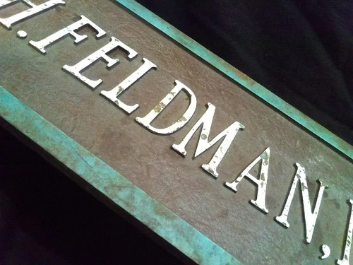 Vintage Heavy Bronze Double Sided 10 lb. Doctor's Office Sign F.H. FELDMAN, M.D.