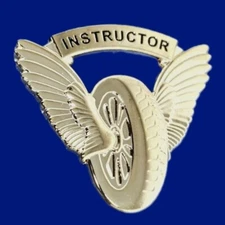 MOTOR WHEEL WING-INSTRUCTOR PIN:  1-1/2" W Size, 24K GOLD Pltd, Item #827