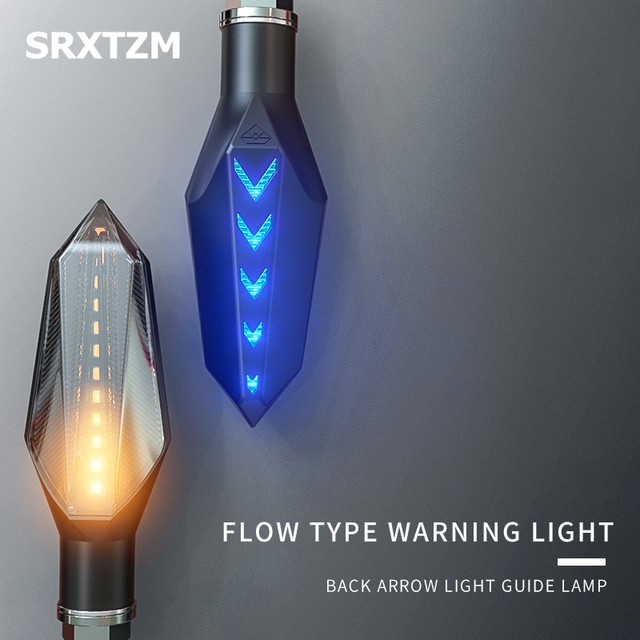 1 Pair 12V Dual Color Motorcycle Flow Type Turn Signal with DRL Warning Effect