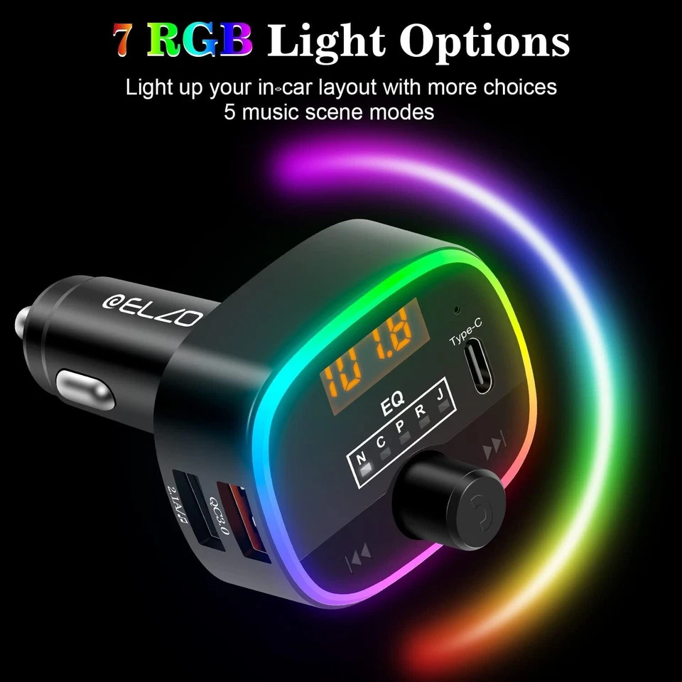 Bluetooth FM Transmitter für Auto 5.0 Radio Adapter QC3.0 Freisprechanlage F390 - Bild 3 von 4