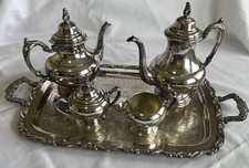 Oneida Silversmiths Sea Crest 5-Piece Tea & Coffee Service Vintage Silver-Plated