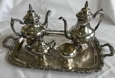 Oneida Silversmiths Sea Crest 5-Piece Tea & Coffee Service Vintage Silver-Plated