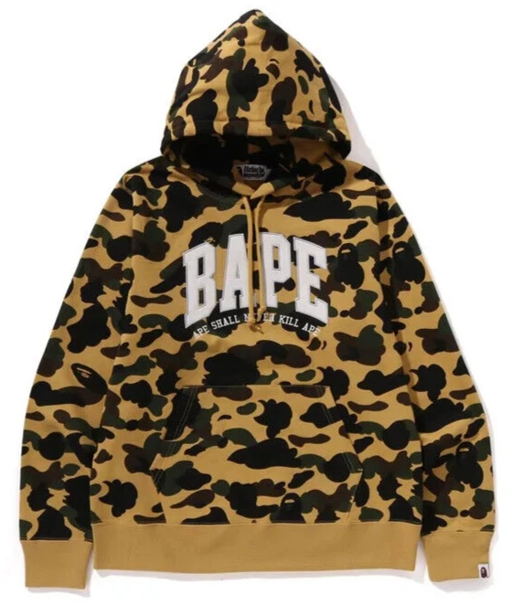 A BATHING APE (BAPE) Felpa con cappuccio A Bathing Ape BAPE "1st Camo BAPE Pullover" Giallo 1K80 114 008 Taglia 2XL