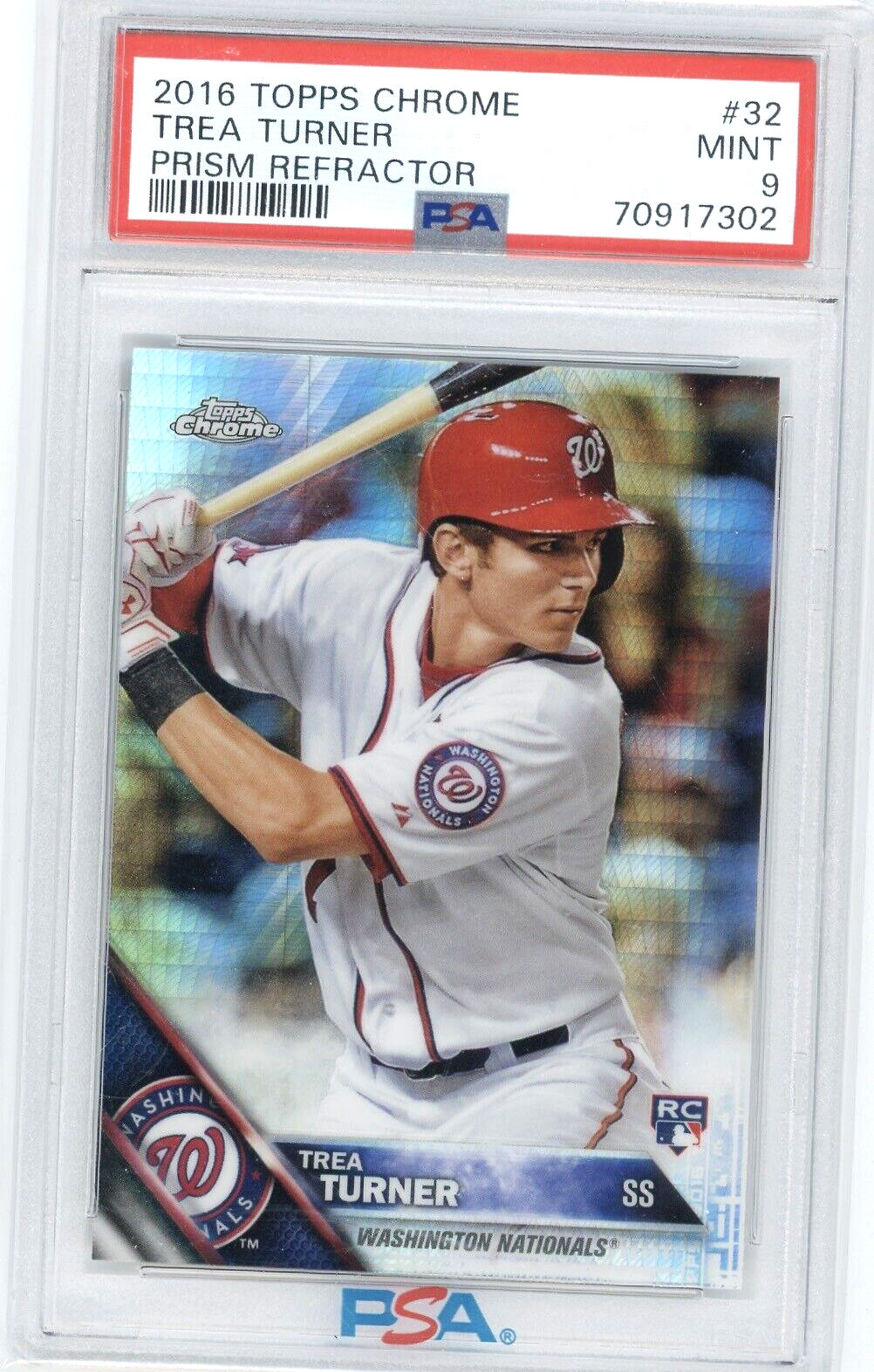 2016 TOPPS CHROME TREA TURNER 32 PRISM REFRACTOR RC PSA 9 WASHINGTON NATIONALS