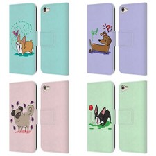 GRACE ILLUSTRATION DOGS LEATHER BOOK WALLET CASE COVER FOR APPLE iPOD TOUCH MP3