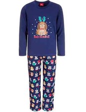 Family Pajamas Kids' 2-Piece Bah Humbug Dogs Pajama Set Color Blue Size S 6/7