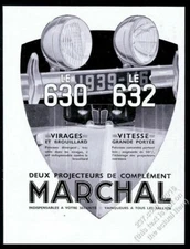 1940 Marchal car auto parts headlight illustrated French vintage print ad