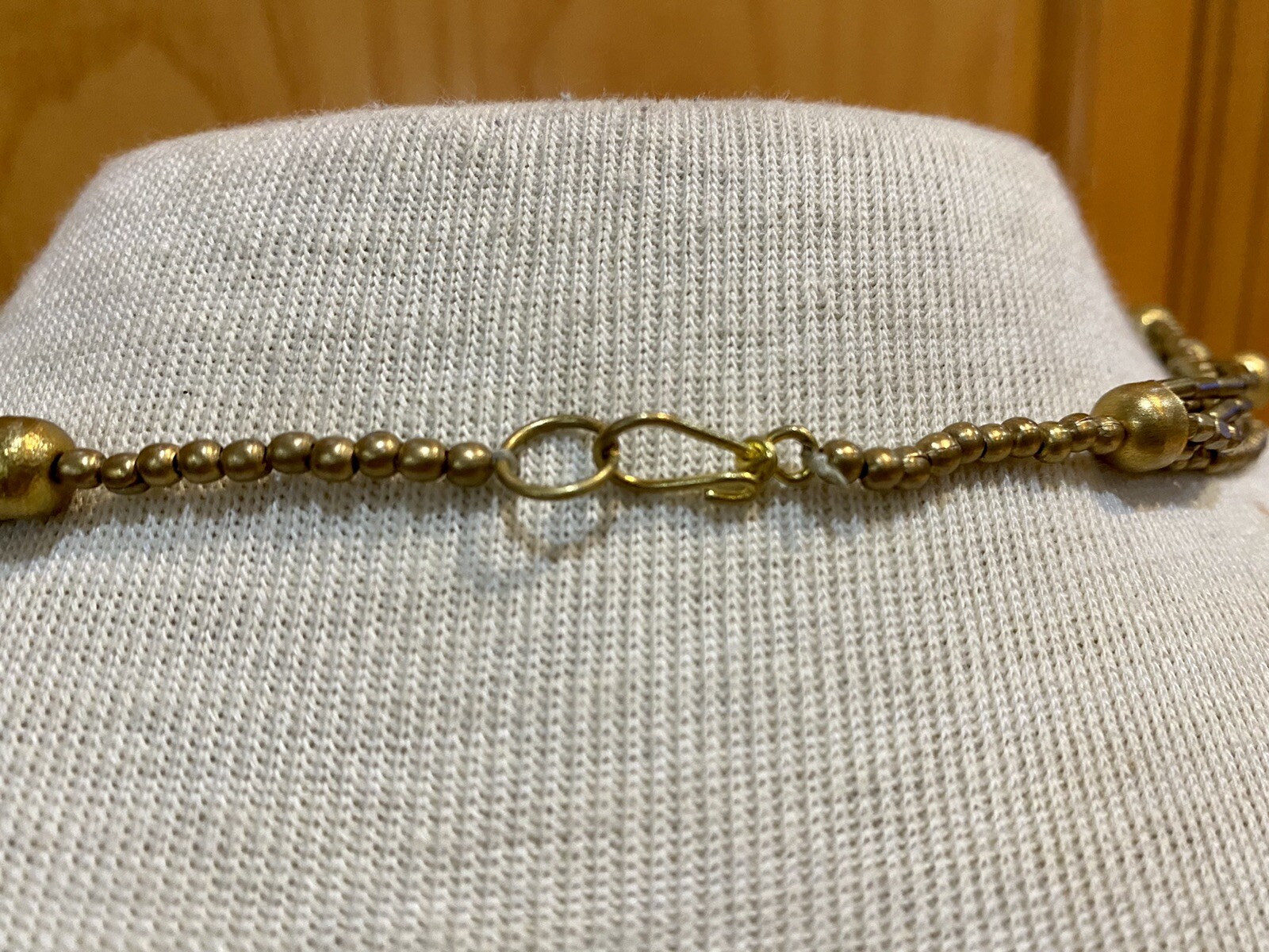 Multi 6 Strand Gold Beaded Statement Necklace 36”… - image 7