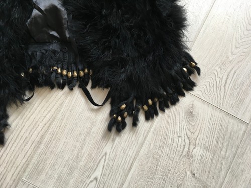 Real Ostrich Feather Fur Black Vest Size M - Picture 9 of 9