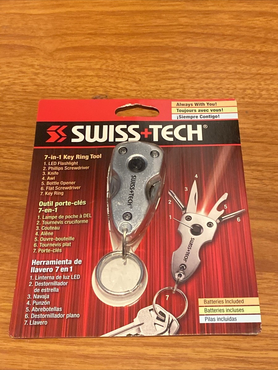 Swiss+Tech Key Ring Multi-Tool 7-in-1 – LED Flashlight
