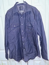 Wrangler Cowboy Cut Work Western Shirt Pearl Snap Mens XL