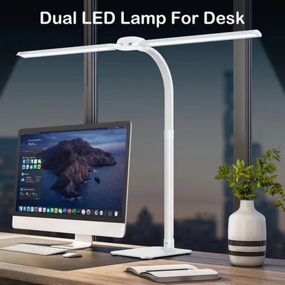 LED Schreibtischlampe 24W dimmbar USB Anschluss Fernbedienung flexibel Schwanenhals weiß Kary