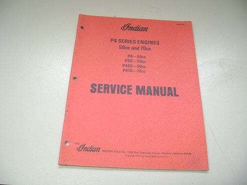 OEM INDIAN 50 CC AND 70 CC MOTORCYCLE SERVICE MANUAL 26J
