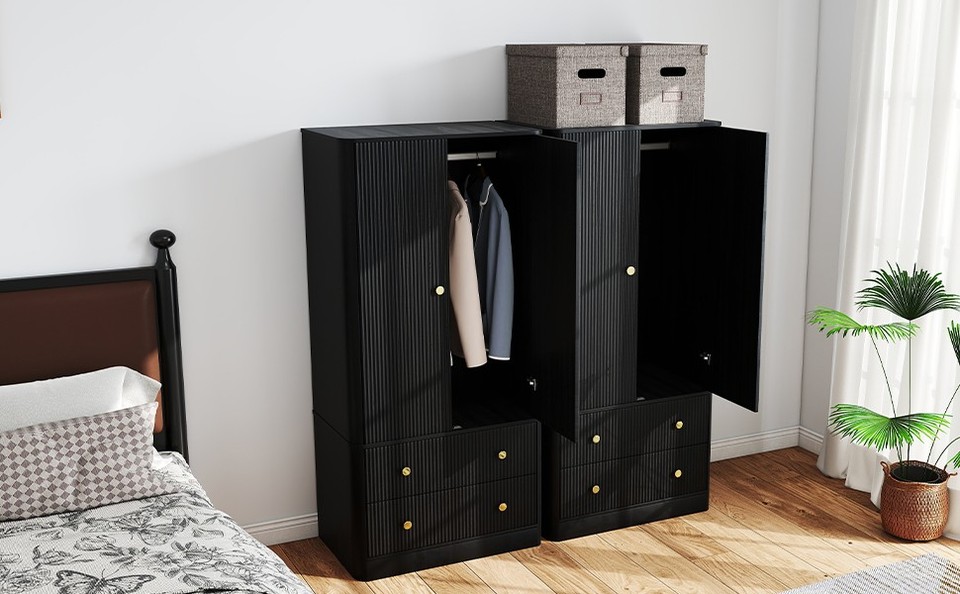 New 2-Door Elegant Wooden Clothing Wardrobe For Bedroom | eBay