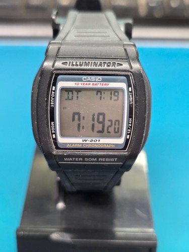 Working Casio Alarm Chronograph Men's Digital Wristwatch W-201