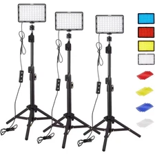 3x Photography Lighting Kit Dimmable 5600K USB Led Video Studio Streaming Lights