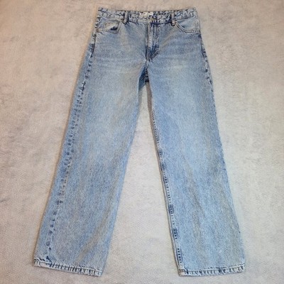 Bershka Loose Straight Jeans Mens 34x31 Light Wash Wide Leg Denim