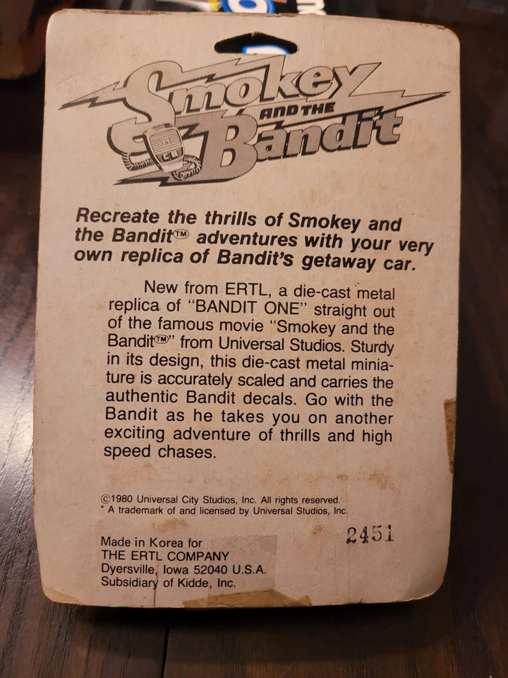 De colección 1980 ERTL Smokey and the Bandit Firebird Trans Am 1/64 fundido a presión #1883 Foto 2 de 3