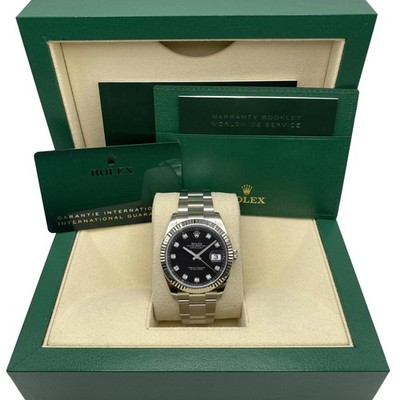 Rolex Datejust 41mm 126334 Stahl Weiß Gold Schwarz Diamant Zifferblatt Uhr B&p