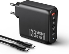 138W Ladegerät USB C 4 Ports PD 3.0 GaN Netzteil Schnellladegerät Mit Kabel 100W
