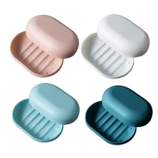 4 Pcs Soap Dish Plastic Soap Holder Travel Soap Box With Lid Portable