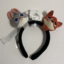 2025 Disney Parks Create Headband Ears Zootopia Judy Hopps Nick Wilde Plush Set