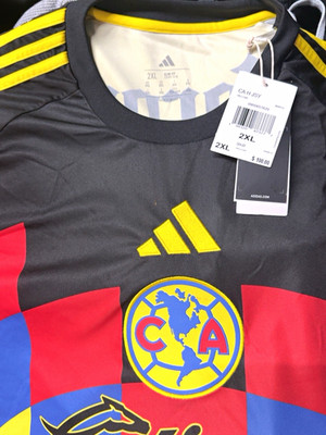 adidas Club América Soccer Jersey 2XL Black Red Blue Yellow Officially Licensed