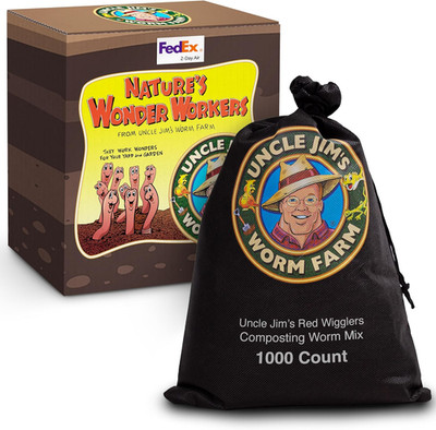 1000 Count Red Wiggler Composting Worms Mix for Garden Soil or Fishing | Pack of