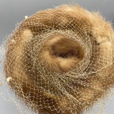 Vintage Fur  Veil Cocktail Hat Pillbox Womens Mink Birdcage Snood Cocktail