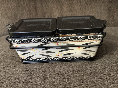 temptations bakeware Set Of 5 -7 With Lids Black Pattern From Oven Table Read - 第 9/9 張圖片