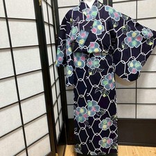 8790 Japanese Yukata Womens Vintage Fabric Cotton Robe Kimono Traditional