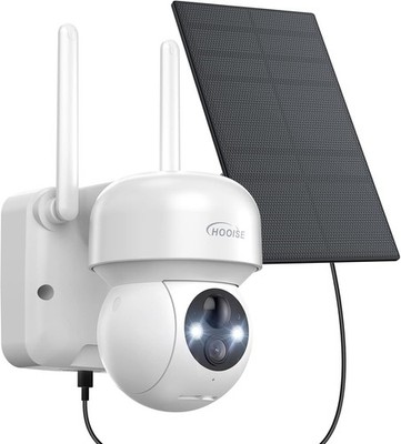 Solar Security Camera Wireless Outdoor, WiFi  2K 360° View White