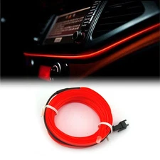 RED EL LED Wire Glow Neon Interior Atmosphere Strip Light Vehicle Decor Belt H
