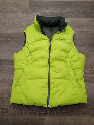 Nike VTG Y2K Reversible Down Fill Puffer Vest Forest Grn/ Highlighter Women's XL